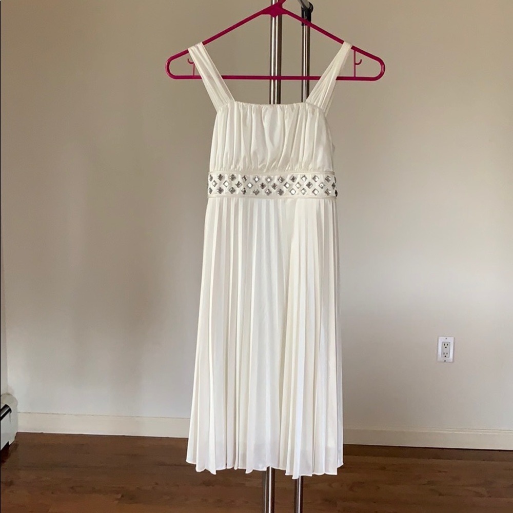 Silky Ivory Dress w/ Pleated detailing